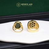  Nhẫn Đôi Hoàng Kim Vàng Trang Sức Viên Chủ Oval Ngọc Bích Canada VIP (Không Kén Mệnh) 