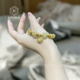  Vòng Dây Cáp Thạch Anh Tóc Vàng Mix Ngũ Điếu, Lu Thống, Cỏ Bốn Lá, Bà Hồ Ly Và Charm Túi Tiền(Kim, Thổ) 