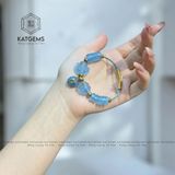  Vòng Dây Cáp Đá Aquamarine Mix Ngũ Điếu, Lu Thống, Cỏ Bốn Lá, Bà Hồ Ly Và Charm Túi Tiền (Mộc, Thủy) 200525-14 