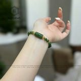  Vòng Đơn Ngọc Bích 6Ly Mix Lu Thống Chạm Kim Tiền Và Charm Bi Vàng Tây 10K (Không Kén Mệnh) 