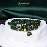  Vòng Chuỗi Ngọc Bích Canada Cao Cấp Vip 6Ly Mix Ngũ Điếu, Cỏ 4 Lá, Charm Túi Tiền, Charm Chú Om Mani Padme Hum Vàng 10K (Không Kén Mệnh) 