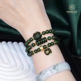 Vòng Chuỗi Ngọc Bích Canada Cao Cấp Vip 6Ly Mix Ngũ Điếu, Cỏ 4 Lá, Charm Túi Tiền, Charm Chú Om Mani Padme Hum Vàng 10K (Không Kén Mệnh) 