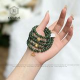  Vòng Chuỗi Ngọc Bích 5.5ly Mix Cỏ 4 Lá, Túi Tiền Và Charm Hoa Sen Vàng Trang Sức (Không Kén Mệnh) 3-128001 