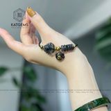  Vòng Dây Cáp Thạch Anh Tóc Đen Ngũ Điếu Mix Hồ Ly Chúa Và Charm Túi Tiền Kim Bảo (Thủy, Mộc) 