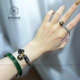  Vòng Dây Cáp Thạch Anh Tóc Đen Ngũ Điếu Mix Hồ Ly Chúa Và Charm Túi Tiền Kim Bảo (Thủy, Mộc) 