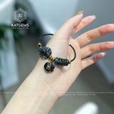  Vòng Dây Cáp Thạch Anh Tóc Đen Ngũ Điếu Mix Hồ Ly Chúa Và Charm Túi Tiền Kim Bảo (Thủy, Mộc) 