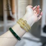  Chuỗi Vòng Đá Thạch Anh Tóc Vàng Trong 5.6ly  Mix Cỏ Bốn Lá, Ngũ Điếu Và Bi Vàng Trang Sức (Kim, Thổ) 2-122002 