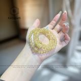  Chuỗi Vòng Đá Thạch Anh Tóc Vàng Trong 5.6ly  Mix Cỏ Bốn Lá, Ngũ Điếu Và Bi Vàng Trang Sức (Kim, Thổ) 2-122002 