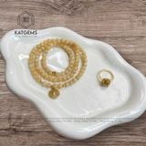  Chuỗi Ngọc Hoàng Phỉ Jade A 5.5ly Mix Túi Tiền Và Bi Kim Tiền Vàng 10K (Không Kén Mệnh) 