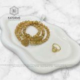  Chuỗi Vòng Thạch Anh Tóc Vàng Vip 6.6ly Mix Hồ Ly, Ngũ Điếu Và Charm Chú Vàng Trang Sức (Kim, Thổ) 1-122002 