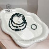  Chuỗi Vòng Lam Ngọc Dẹt Jade A Mix Ngũ Điếu, Lu Thống Và Bi Kim Tiền Vàng 10K (Không Kén Mệnh) 