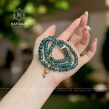  Vòng Chuỗi Ngọc Lam Ngọc 5.5ly Mix Bà Hồ Ly Và Bi Kim Tiền Vàng 10K (Không Kén Mệnh) 