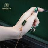  Lắc Tay Vàng Tây 10K Ngũ Điếu Ngọc Bích Canada Mix Hoa Sen Vàng (Không Kén Mệnh) 