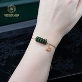  Lắc Tay Vàng Trang Sức Ngũ Điếu Ngọc Bích Canada Mix Hoa Sen Vàng (Không Kén Mệnh) 