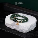  Vòng Chuỗi Cuốn 2 Ngọc Cẩm Thạch Sơn Thuỷ (Type B) 5ly Mix Ngũ Điếu, Bi Kim Tiền Vàng và Hoa Sen Vàng Trang Sức (Không Kén Mệnh) CTB1-126002 