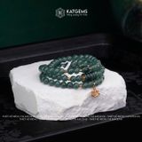  Vòng Chuỗi Lam Ngọc 5,8ly mix Ngũ Điếu, Lu Thống và Hoa Sen Vàng Trang Sức (Không Kén Mệnh) 2-126001 