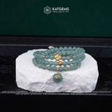  Vòng Chuỗi Lam Ngọc 5,6ly mix Túi Tiền Kim Bảo, Cỏ Bốn Lá Vàng và Bi Kim Tiền Vàng Trang Sức (Không Kén Mệnh) 1-126007 