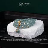  Vòng Chuỗi Lam Ngọc 5,6ly mix Túi Tiền Kim Bảo, Cỏ Bốn Lá Vàng và Bi Kim Tiền Vàng Trang Sức (Không Kén Mệnh) 1-126007 