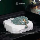  Vòng Chuỗi Lam Ngọc 5,6ly mix Túi Tiền Kim Bảo, Cỏ Bốn Lá Vàng và Bi Kim Tiền Vàng Trang Sức (Không Kén Mệnh) 1-126007 