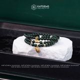  Vòng Chuỗi Ngọc Cẩm Thạch Sơn Thuỷ Type A 5ly mix Túi Tiền Vàng, Gạo Vàng và Bi Kim Tiền Vàng Trang Sức (Không Kén Mệnh) 126015 