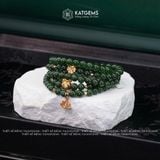  Vòng Chuỗi Cuốn 5 Ngọc Bích 5,8ly mix Cỏ Bốn Lá Vàng, Túi Tiền Vàng và Hoa Sen Vàng Trang Sức (Không Kén Mệnh) 2-128002 