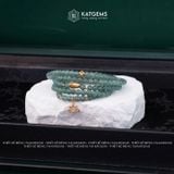  Vòng Chuỗi Cuốn 5 Lam Ngọc Chất Băng 4,6ly mix Bi Kim Tiền Vàng, Gạo Vàng và Hoa Sen Vàng (Không Kén Mệnh) 