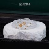  Vòng Chuỗi Bạch Ngọc Dẹt 5ly mix Cỏ Bốn Lá Vàng, Xu Kim Tiền Nạm Đá Vàng Trang Sức(Không Kén Mệnh) 1-129001 