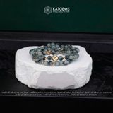  Vòng Chuỗi Ngọc Phỉ Thuý Hoa Bay 6-7ly mix Cỏ Bốn Lá Vàng, Bi Kim Tiền Vàng Trang Sức (Không Kén Mệnh) 1-127001 