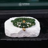  Vòng Chuỗi Ngọc Bích 5,8ly mix Ngũ Điếu, Túi Tiền Vàng và Hoa Sen Vàng Trang Sức (Không Kén Mệnh) 2-128002 