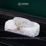  Chuỗi Vòng Bạch Ngọc Jade A 5.5ly Mix Ngũ Điếu Sen Vàng Và Hạt Gạo Vàng Trang Sức (Không Kén Mệnh) 1-129002 