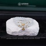  Chuỗi Vòng Bạch Ngọc Jade A 5.5ly Mix Ngũ Điếu Sen Vàng Và Hạt Gạo Vàng Trang Sức (Không Kén Mệnh) 1-129002 