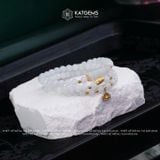  Chuỗi Vòng Bạch Ngọc Jade A 5.2ly Mix Ngũ Điếu Sen Vàng Và Hạt Gạo Vàng 10K (Không Kén Mệnh) 