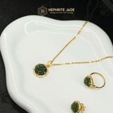  Mặt Dây Chuyền Ngọc Bích Canada Hoa Mẫu Đơn 12li Vàng Trang Sức (Không Kén Mệnh) 