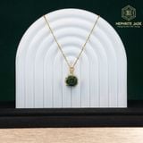  Mặt Dây Chuyền Ngọc Bích Canada Hoa Mẫu Đơn 12li Vàng Trang Sức (Không Kén Mệnh) 