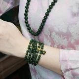  Vòng Chuỗi Cuốn 5 Ngọc Bích Canada Cao Cấp Vip 6Ly Mix Lu Thống, Ngũ Điếu, Cỏ 4 Lá Và Charm Túi Tiền Vàng 10K (Không Kén Mệnh) 