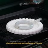  Vòng Khối Bạch Ngọc Điểm Chu Sa Cao Cấp 12 x 6 x 5mm (Không Kén Mệnh) 