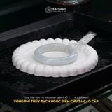  Vòng Khối Bạch Ngọc Điểm Chu Sa Cao Cấp 12 x 6 x 5mm (Không Kén Mệnh) 