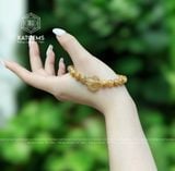  Vòng Tay Đơn Thạch Anh Tóc Vàng 7-8ly Bà Hồ Ly Mix Bi Vàng 10K (Kim, Thổ) 
