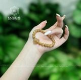 Vòng Tay Đơn Thạch Anh Tóc Vàng 7-8ly Bà Hồ Ly Mix Bi Vàng 10K (Kim, Thổ) 