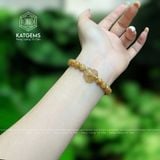  Vòng Tay Đơn Thạch Anh Tóc Vàng 7-8ly Bà Hồ Ly Mix Bi Vàng 10K (Kim, Thổ) 