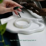  Vòng Khối Phỉ Thúy Bạch Nguyệt Quang (Bạch Ngọc) Bản Hẹ 11.5 x 5.8 x 57.3 (Không Kén Mệnh) 