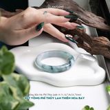  Vòng Khối Ngọc Phỉ Thúy Lam Thiên Hoa Bay Cao Cấp Bản Hẹ 11.3x7.8 Ni 54.7mm (Không Kén Mệnh) 