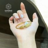  Vòng Dây Cáp Ngũ Điếu Mix Lu Thống Trơn Đá Thạch Anh Tóc Vàng (Kim, Thổ) 