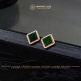  Khuyên Tai Tứ Phương Định Tâm Ngọc Bích Canada Vàng 10K VIP 12x12x4 (Không Kén Mệnh) 