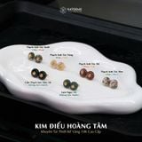  Khuyên Tai Kim Điếu Hoàng Tâm Đá Thạch Anh Tóc Xanh (Hỏa, Mộc) 