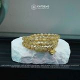  Chuỗi Vòng Thạch Anh Tóc Vàng 6.5ly Mix Hồ Ly, Ngũ Điếu Và Bi Kim Tiền Vàng Trang Sức (Kim, Thổ) 