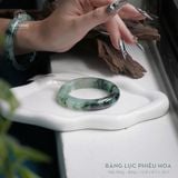  Vòng Khối Ngọc Phỉ Thúy Jade A Băng Lục Phiêu Hoa Cao Cấp Bản Hẹ 12.8 x 8.5 x 54.3 (Không Kén Mệnh) 