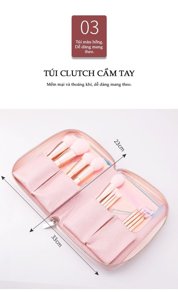 Bộ cọ trang điểm MSQ jinsehua ru 12pcs brush set with cosmetic bag