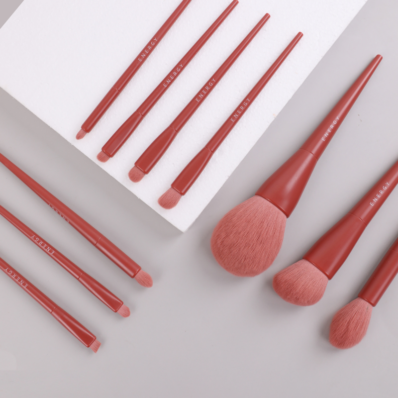 Bộ cọ trang điểm Energy pottery color makeup brush set 10 pcs red