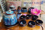 Bộ ấm chén sen quai đồng 